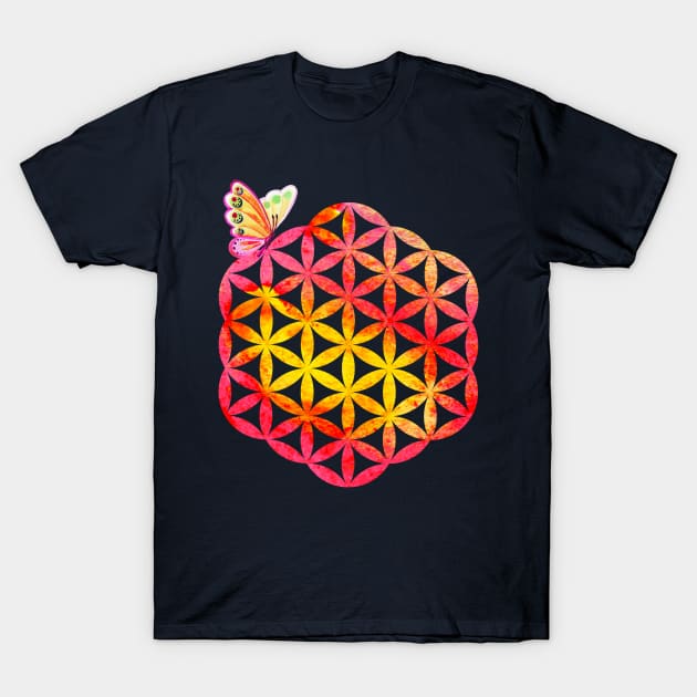 Flower of life, butterfly T-Shirt by Unelmoija